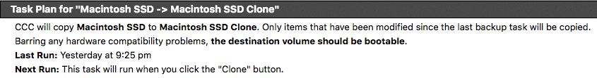 9 - Carbon Copy Cloner - Macintosh SSD -> Macintosh SSD Clone - Task Plan screenshot.png