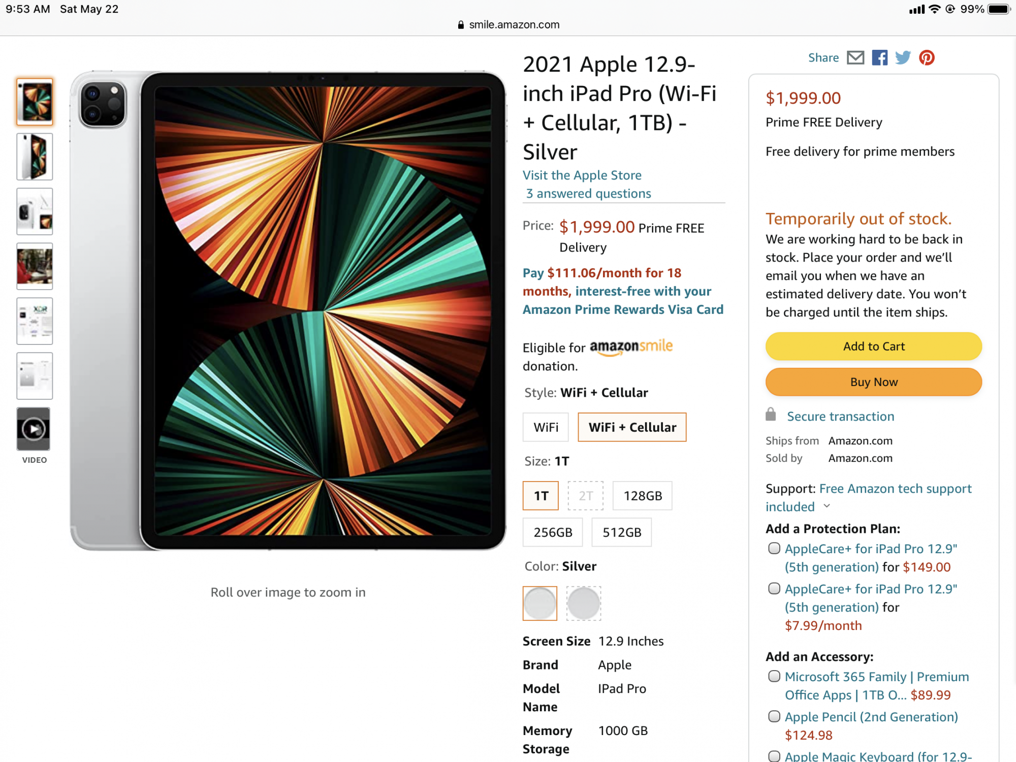 Amazon  2021 Apple 12.9-inch iPad Pro (Wi‑Fi + Cellular, 1TB) - Silver.png