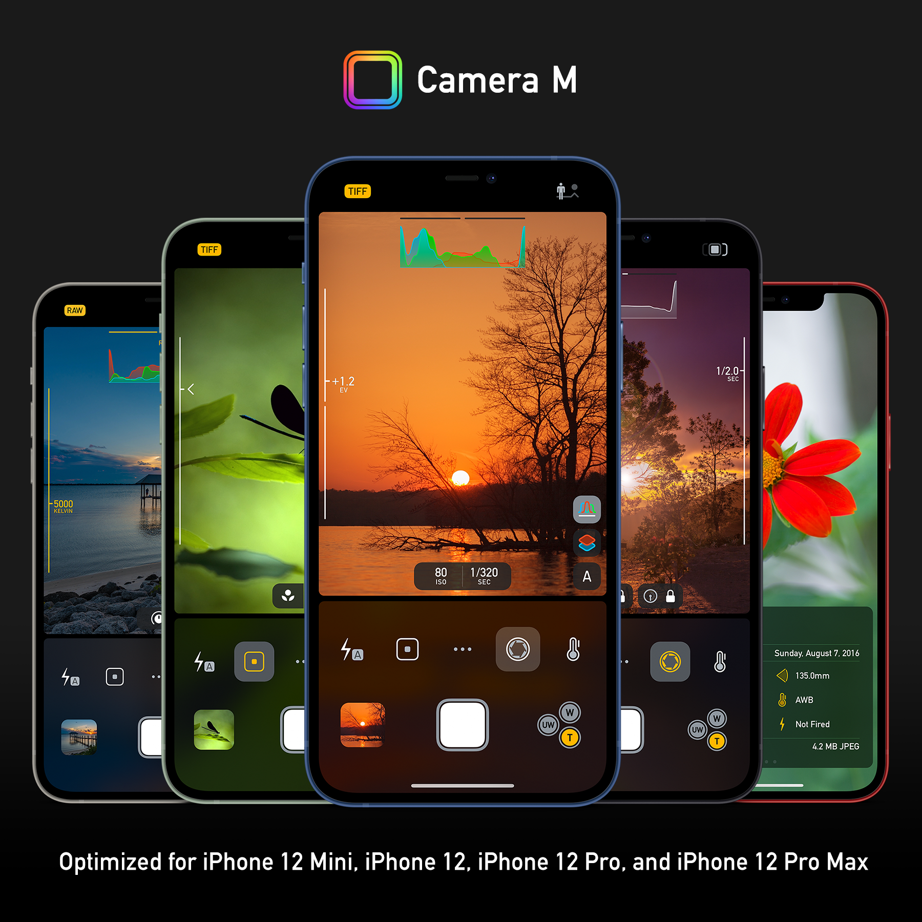 Camera M Camera App for iPhone 12 Mini, iPhone 12, iPhone 12 Pro, iPhone 12 Pro Max, iPad Air 4