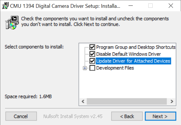 CMU 1394 Digital Camera Driver Setup step 2.PNG