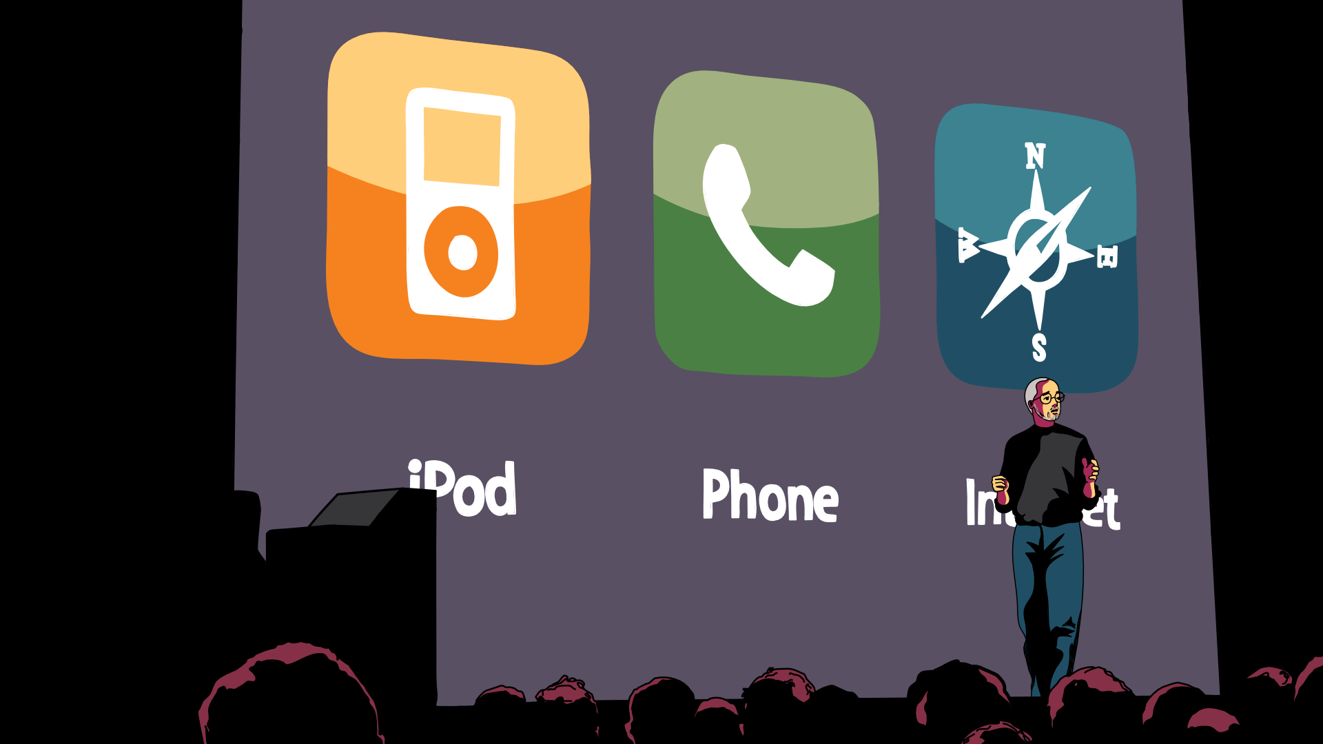 Created by Bhavesh - Steve Jobs introduces the iPhone illustration.png