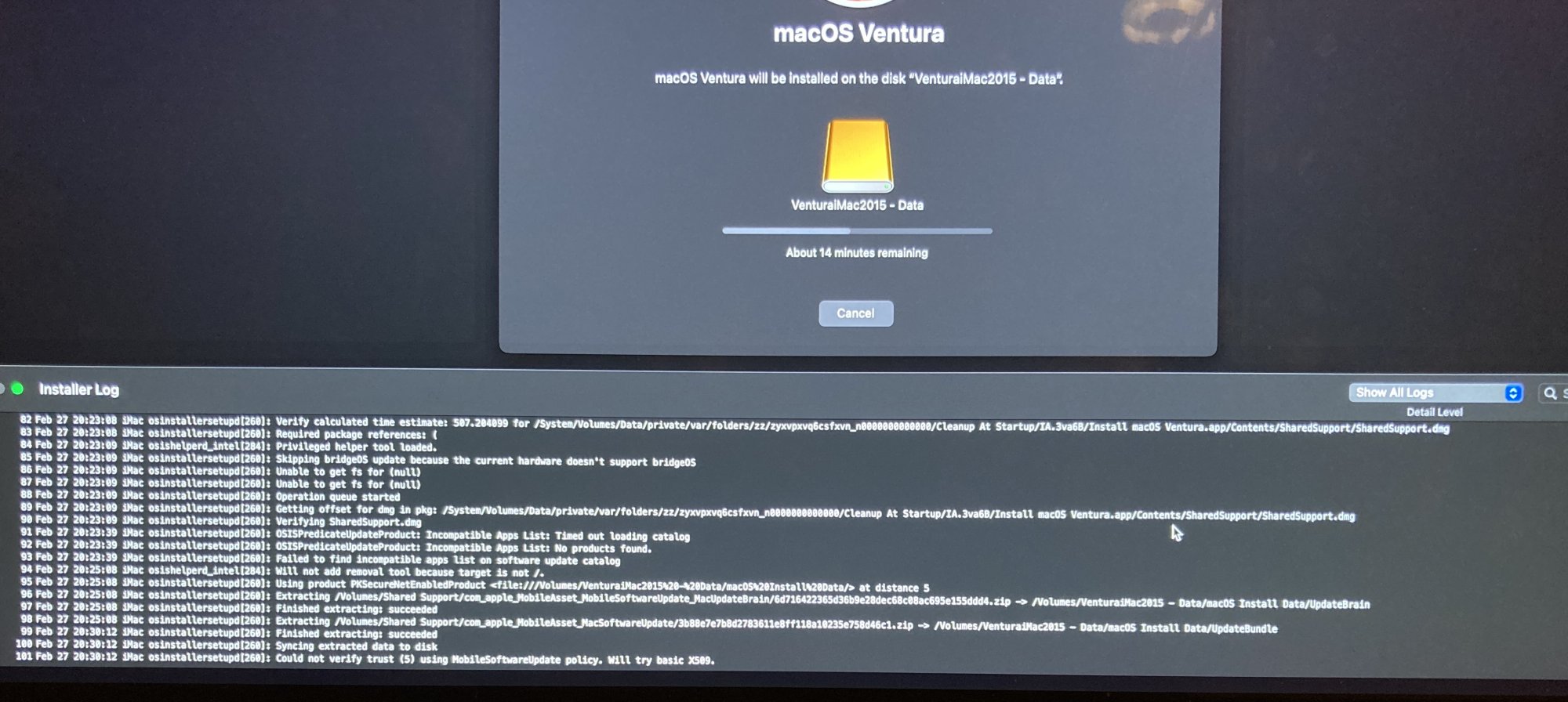 OCLP iMac install OS Stuck.jpg