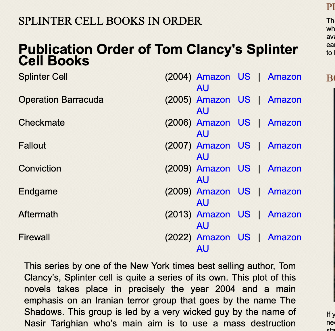 Publication Order of Tom Clancy's Splinter.png