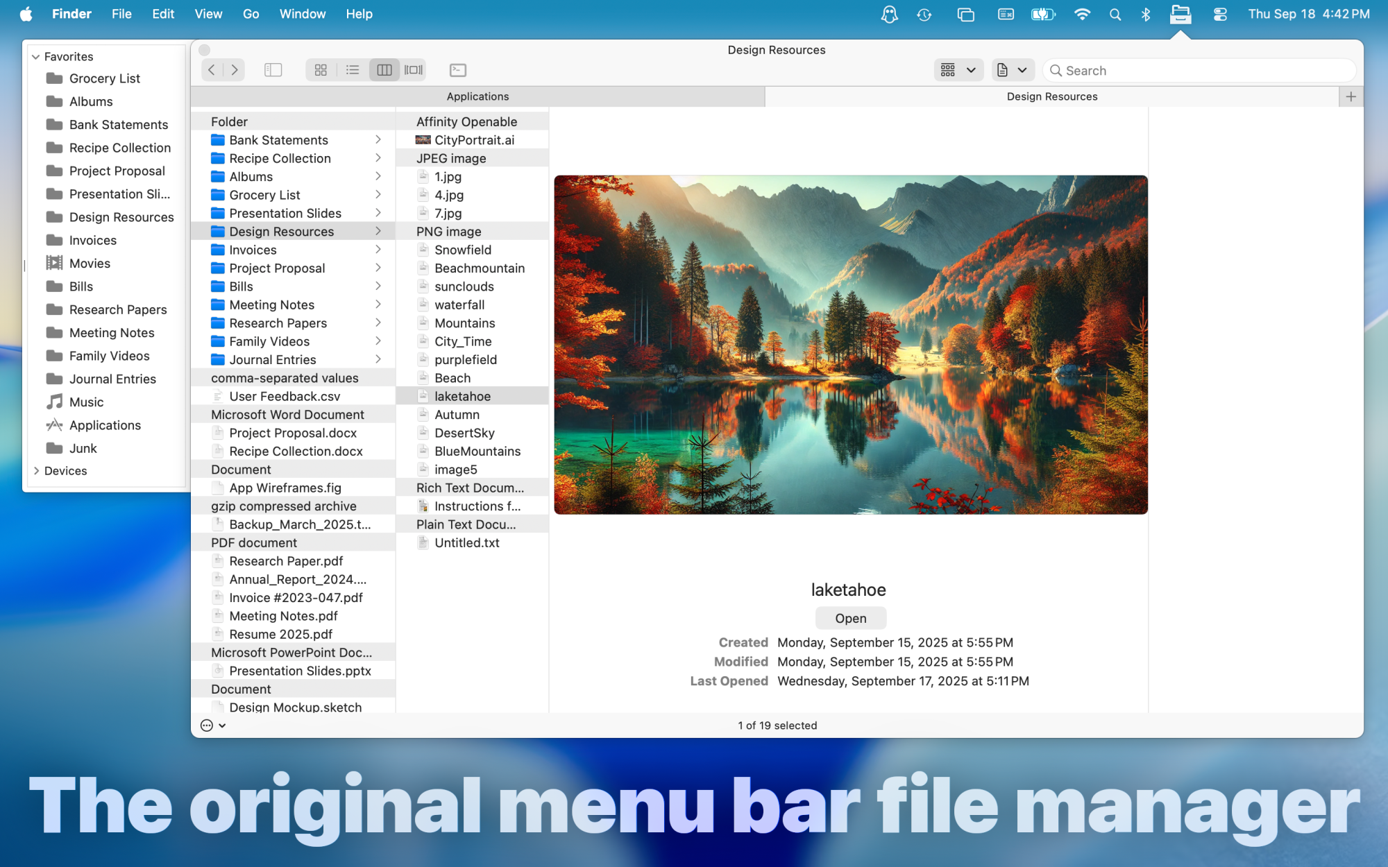 File Cabinet Pro macOS Tahoe screenshot of column view, expanded layout.