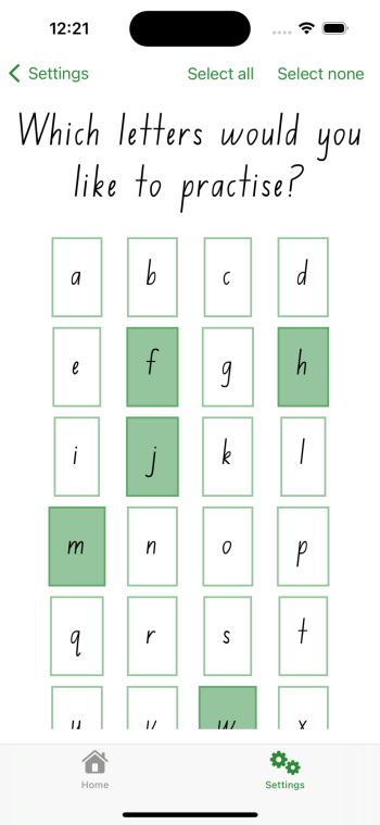 8. Select alphabet iPhone.png