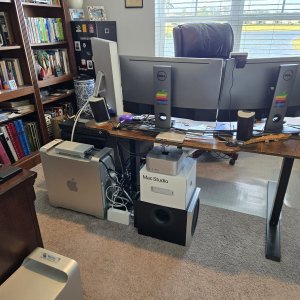 2025-07-12.1640, My Reorganized Study Workspace, with Mac Studio AND Power Mac G5 Quad Monitor...jpg