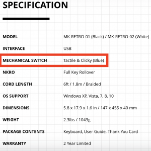 Azio MK Retro specs.png