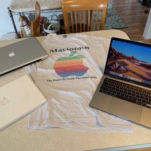 MacBooks and Crush The Other Kids t-shirt.jpeg