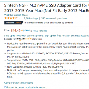 AmazonSmile_ Sintech NGFF M.2 nVME SSD Adapter Card for Upgrade 2013-2015 Year M2021-09-29 15_...png