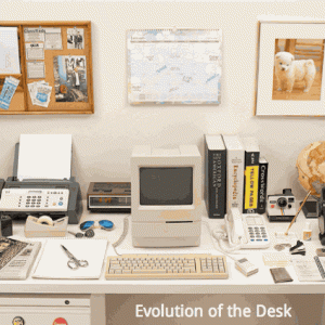 Tech transformations that have happened in your lifetime (clean desk).gif