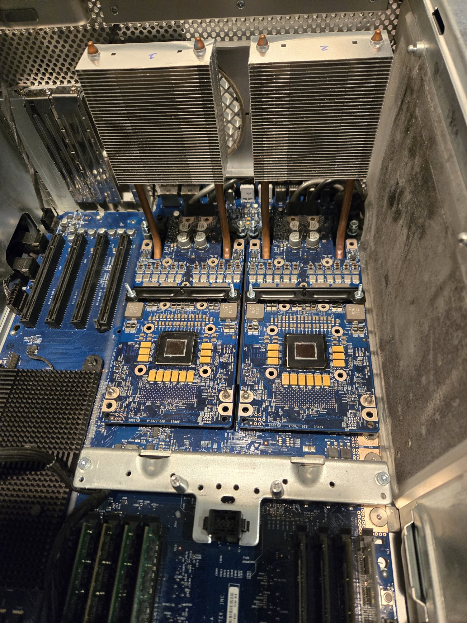 2025-04-29.1322, The Two CPU Cards in Place, With Rear A400 Mounting Brackets in Place.jpg
