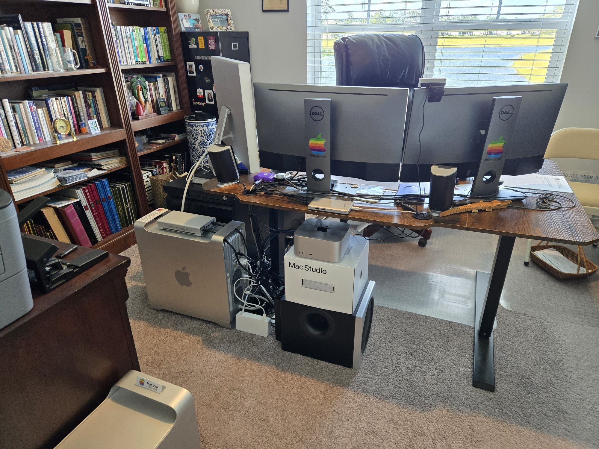 2025-07-12.1640, My Reorganized Study Workspace, with Mac Studio AND Power Mac G5 Quad Monitor...jpg