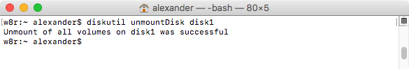 diskutil unmountDisk