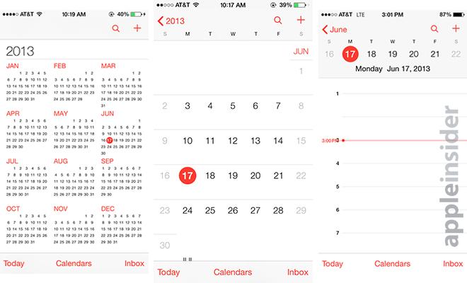 Inside iOS 7: Calendar app comes with sterilized UI, few feature changes |  AppleInsider