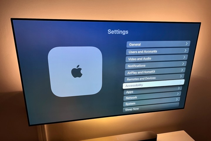How to turn off auto-play previews on Apple TV: the Accessibility seoection.